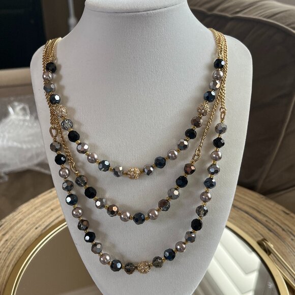 🆕 TALBOTS Gold and Pearl Multi Chain Necklace NEW With Tags $69 - Picture 2 of 4